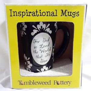 Inspirational Tumbleweed Pottery "For God so Loved the World that he Gave" 15oz